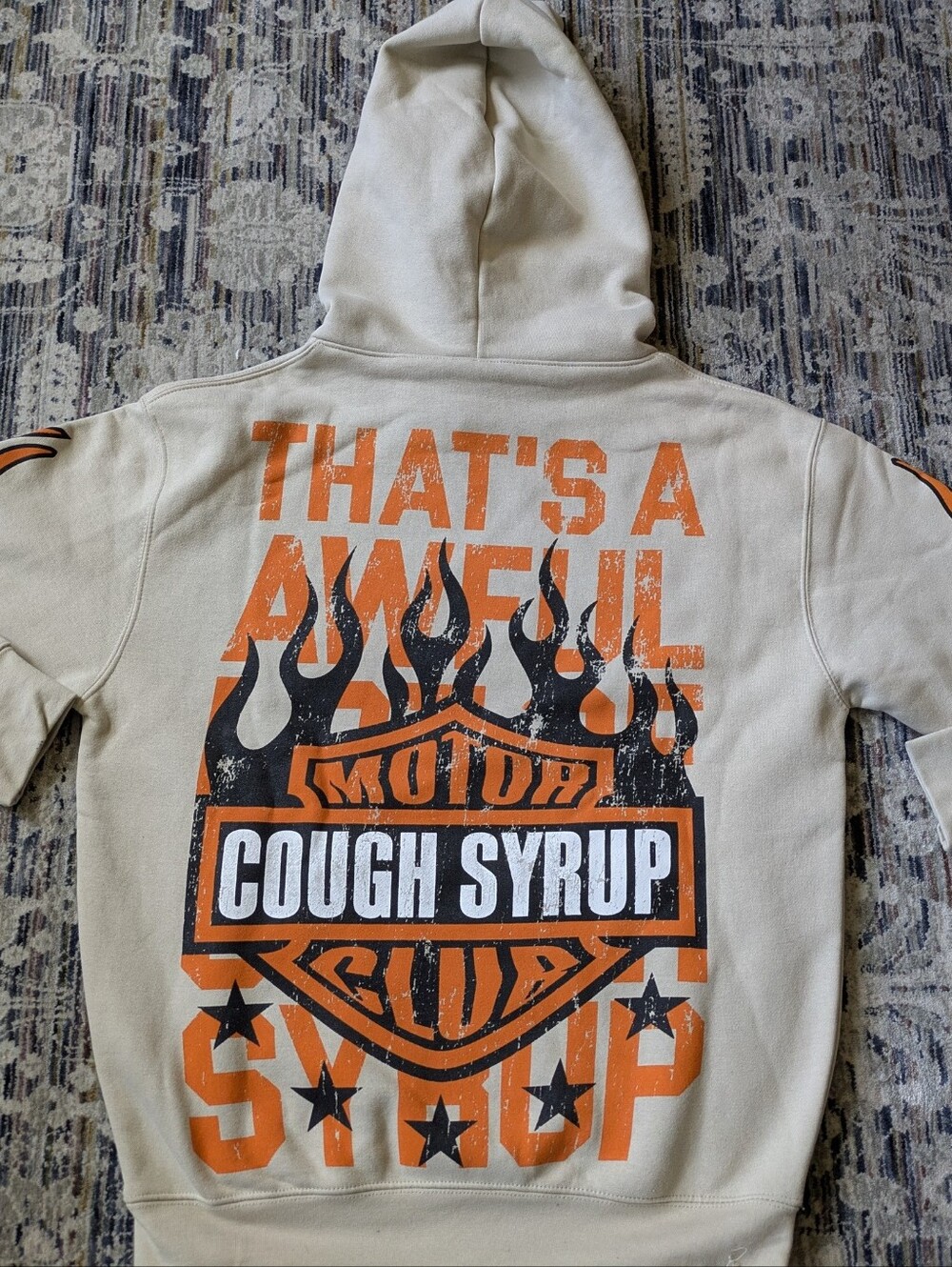 NWOT That's A Awful Lot Of Cough Syrup Desto Dubb Hoodie Cream Sz S - Picture 6 of 6